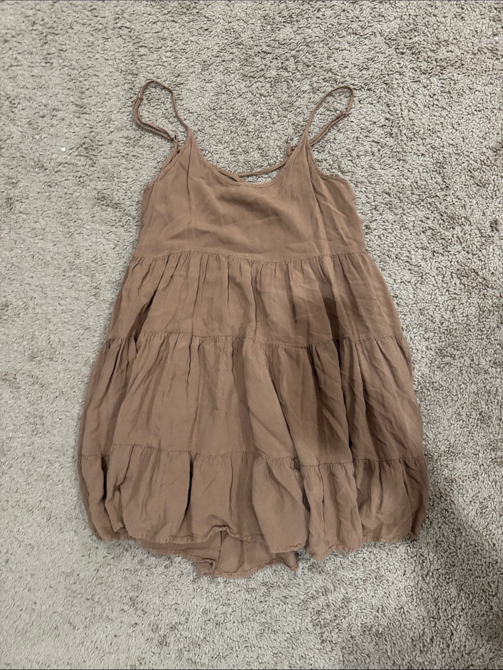 Altar'd State Tan Tiered Spaghetti-Strap Slip Dress